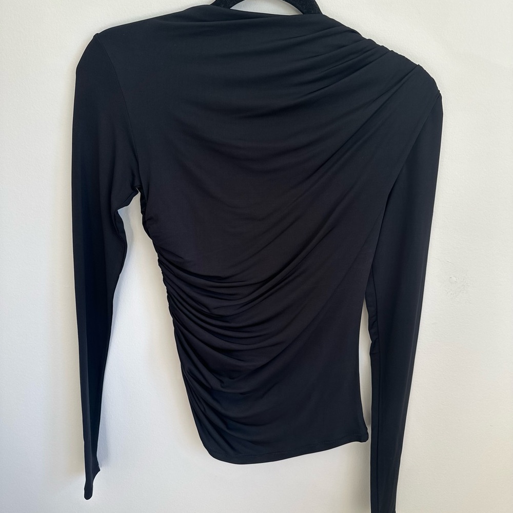 Anine Bing Black Ruched Long Sleeve Top